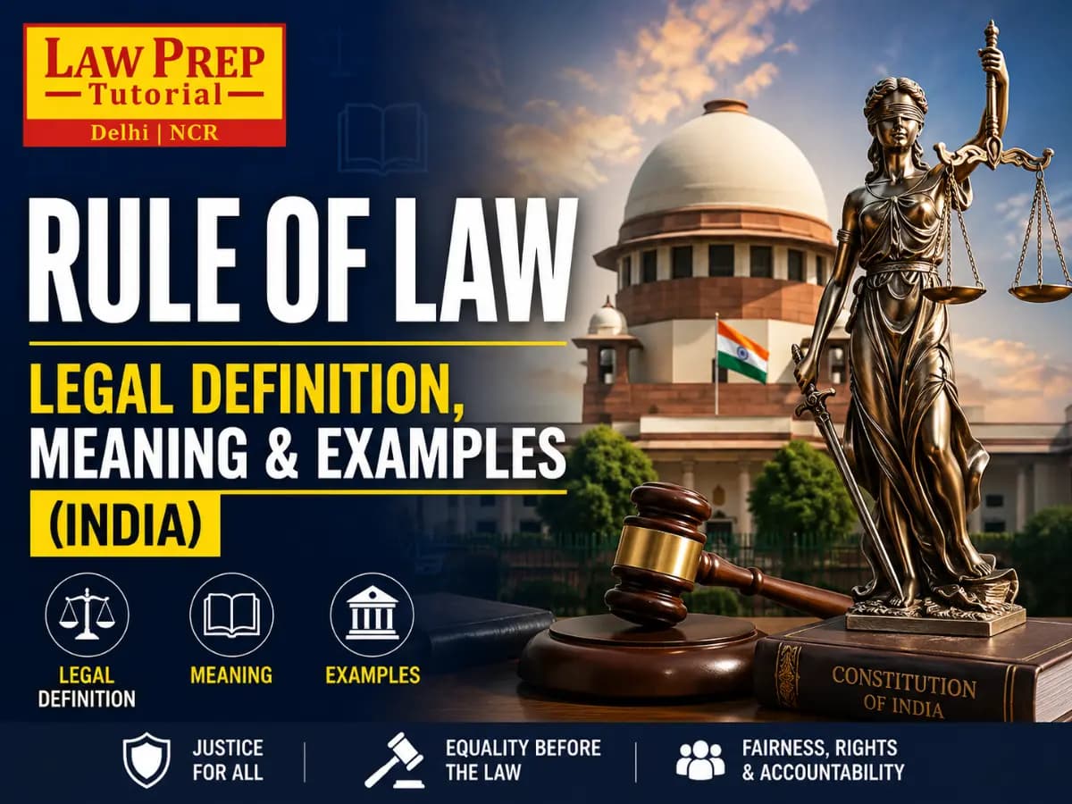 Rule of law legal definition explained, everyone including the government is below the law, by Law Prep Tutorial Delhi NCR.